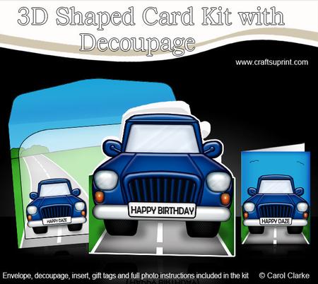 3D Fun Car Shaped Card with Decoupage