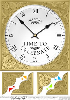 8 x 8 Time to Celebrate Clock Scalloped Corner Topper