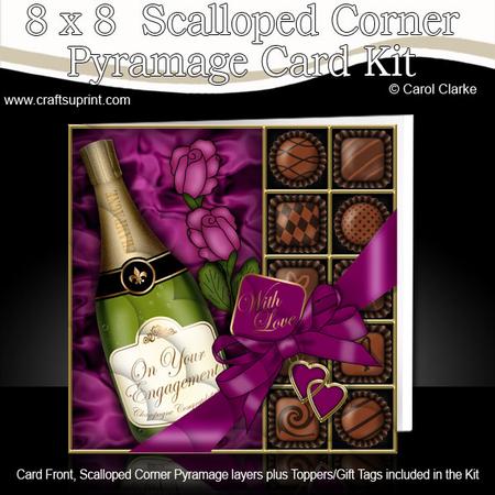 8 x 8 Engagement Champers Chocs N Roses Scalloped Corner Kit
