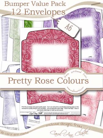 Bumper Value Pack of C6 Envelopes in Pretty Rose Colours