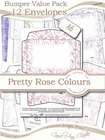 Bumper Value Pack of C6 Envelopes in Pretty Rose Colours