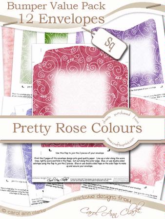 Bumper Value Pack of Square Envelopes in Pretty Rose Colours
