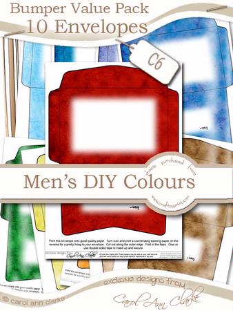 Bumper Value Pack of C6 Envelopes in Men's DIY Colours