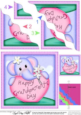 Lola Elephant's Grandparents Day Heart Wavy Corner