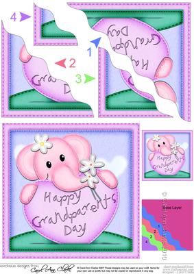 Lola Elephant's Grandparents Day Heart Wavy Corner
