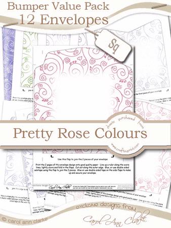 Bumper Value Pack of Square Envelopes in Pretty Rose Colours