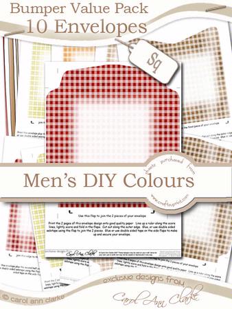 Bumper Value Pack of Square Envelopes in Men's DIY Colours