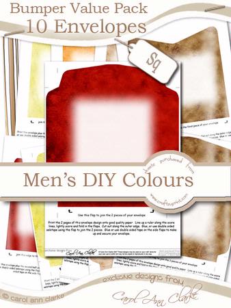 Bumper Value Pack of Square Envelopes in Men's DIY Colours