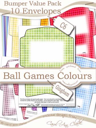 Bumper Value Pack of C6 Envelopes in Men's Ball Games Colours