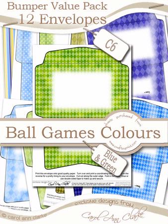 Bumper Value Pack of C6 Envelopes in Men's Ball Games Colours