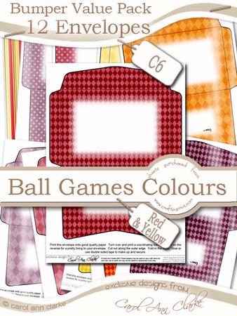 Bumper Value Pack of C6 Envelopes in Men's Ball Games Colours