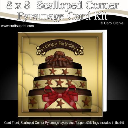 8 x 8 Birthday Chocolate Cake Scalloped Corner Kit
