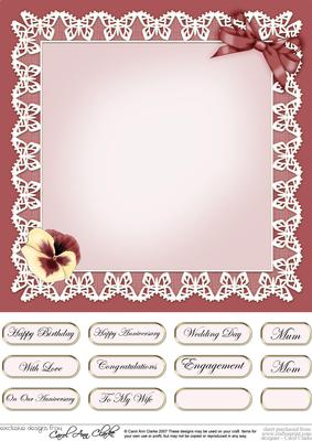 Pansy on Butterfly Lace Matching 8 x 8 Insert Panel