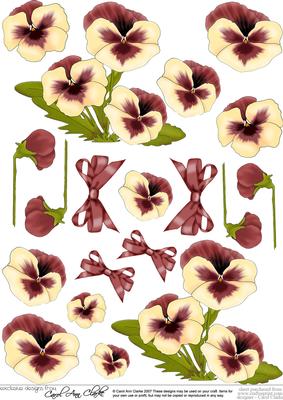 Pansy on Butterfly Lace Matching 3D Decoupage Sheet