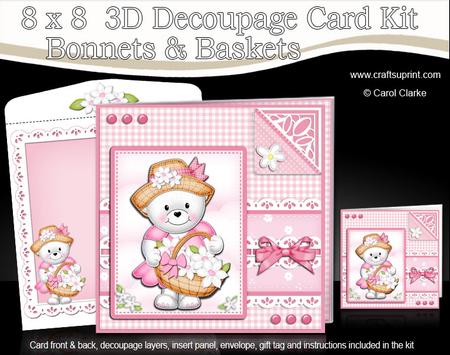 8 x 8 Teddy Tess's Bonnet Kit with 3D Decoupage