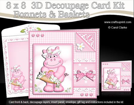 8 x 8 Hilda Hippo's Bonnet Kit with 3D Decoupage