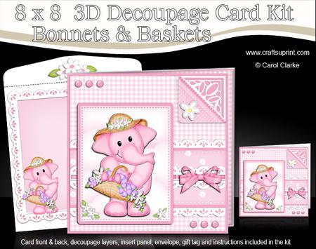 8 x 8 Lola Elephant's Bonnet Kit with 3D Decoupage