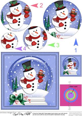 Xmas Snowman Snowglobe Circle Pyramage Topper