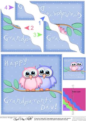 Owl Felties Grandparents Day Wavy Corner Side Stacker