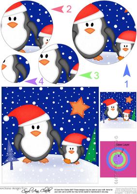 Xmas Penguin Felties Circle Pyramage Topper