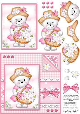 Teddy Tess's Bonnet Quick Card N 3D Decoupage