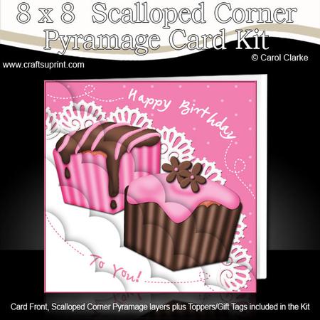 8 x 8 Fondant Fancies Birthday Cakes Scalloped Corner Kit