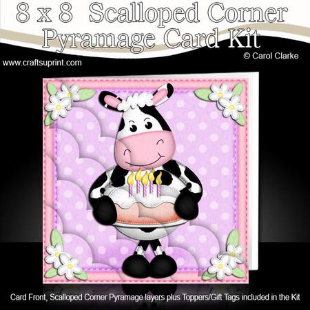 8 x 8 Milly Moo Cow's Birthday Cake Scalloped Corner Kit
