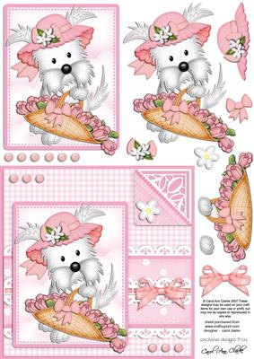 Jess Westie's Bonnet Quick Card N 3D Decoupage