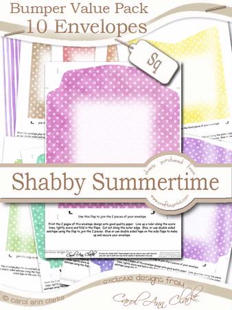 Bumper Value Pack of Square Envelopes in Shabby Summertime Colours