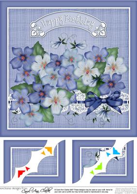 8 x 8 Violas Birthday Scalloped Corner Topper