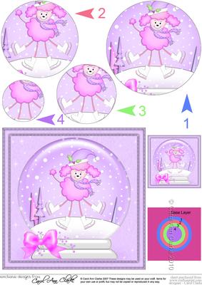 Xmas Bon Bon Poodle Snowglobe Circle Pyramage Topper