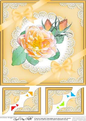 8 x 8 Rose and Lace Scalloped Corner Topper