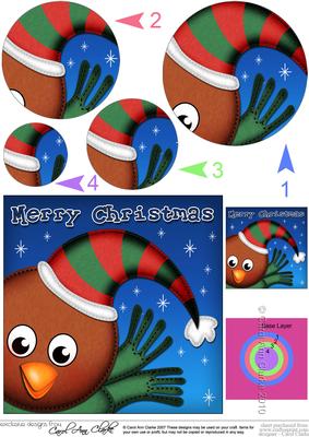 Xmas Robin Circle Pyramage Topper