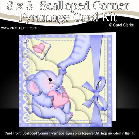 8 x 8 Baby Elephant Lil's Heart Scalloped Corner Kit