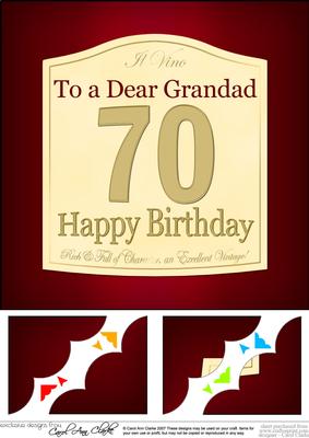 8 x 8 70th Birthday Grandad Wine Label Scalloped Corner