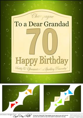 8 x 8 70th Birthday Grandad Champagne Label Scalloped Corner
