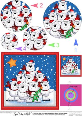 Xmas Polar Bears Circle Pyramage Topper