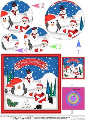 Xmas Santa N Friends Circle Pyramage Topper