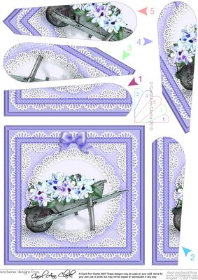 Flower Filled Wheelbarrow Quick Card Fan Pyramage Topper