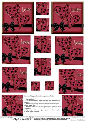 Love Hearts Twisted Pyramage Sheet