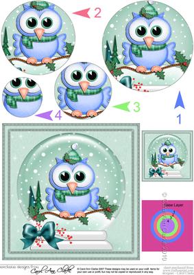 Little Hoot Snowglobe Circle Pyramage Topper