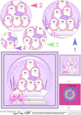 Cute Penguins Snowglobe Circle Pyramage Topper