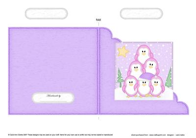 Cute Christmas Penguins Cut and Fold Corner Card  