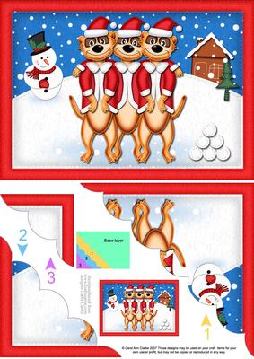 A5 Xmas Meerkats Scallop Corner Side Stacker