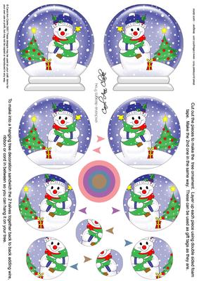 3D Xmas Snowman Snow Globe Shaped Tree Decoration