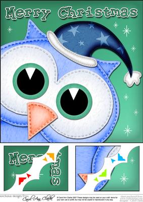 8 x 8 Xmas Little Hoot Fun Novelty Scalloped Corner Topper
