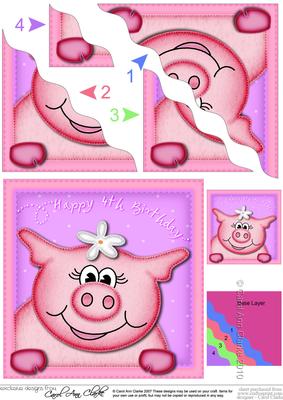 Zoe Piggy 4th Birthday Side Stacker Topper