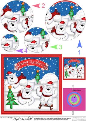 Xmas Polar Bears Circle Pyramage Topper