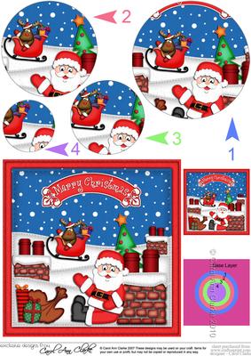 Xmas Rooftop Santa Circle Pyramage Topper