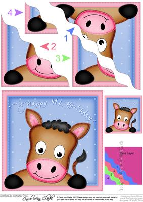 Gigi Horse 4th Birthday Side Stacker Topper